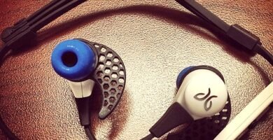 Bluetooth headphones on a table