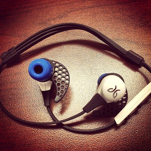 Bluetooth headphones on a table