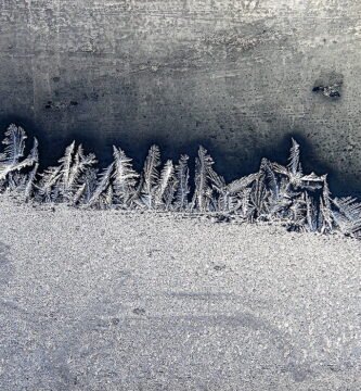 Frosty window on a cold winter day