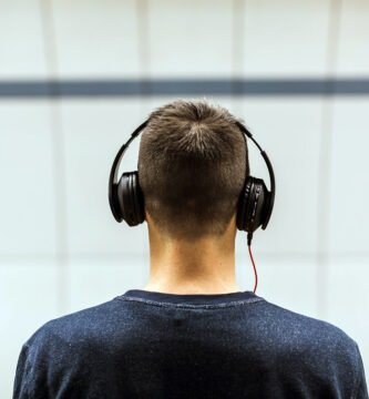 Headphones on a colorful background