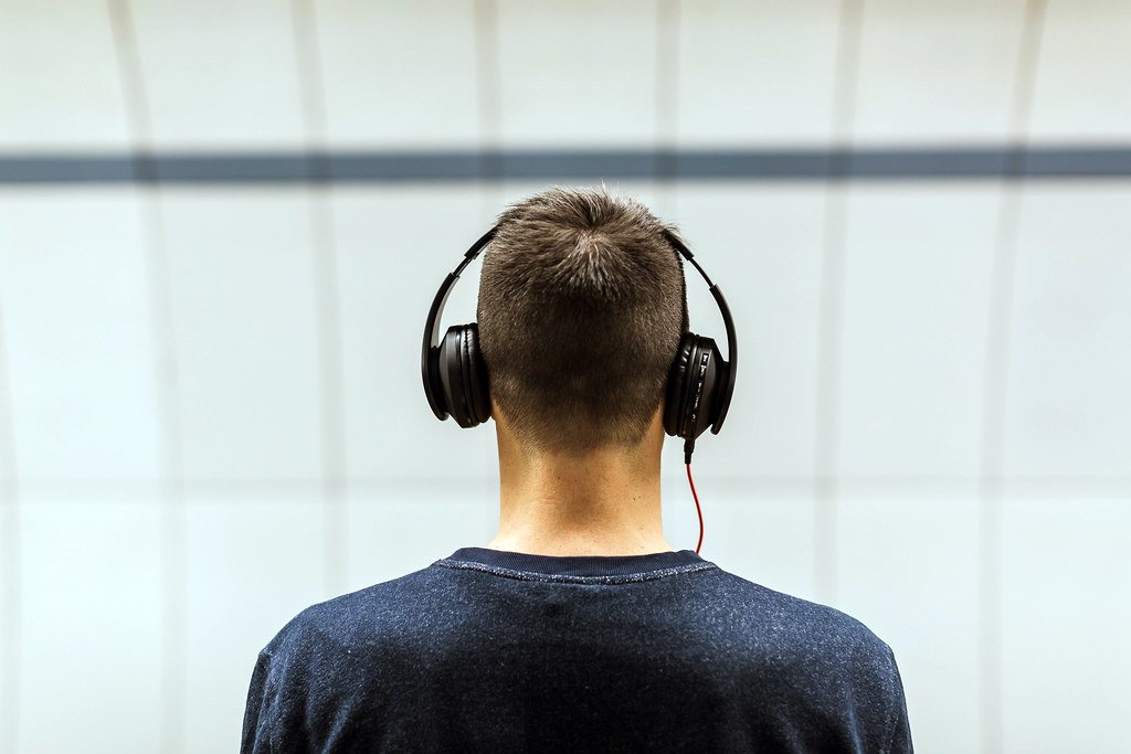 Headphones on a colorful background
