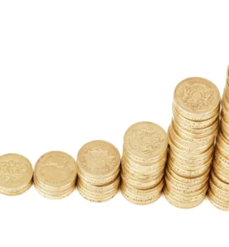 Coins stacked in ascending order symbolizing investing