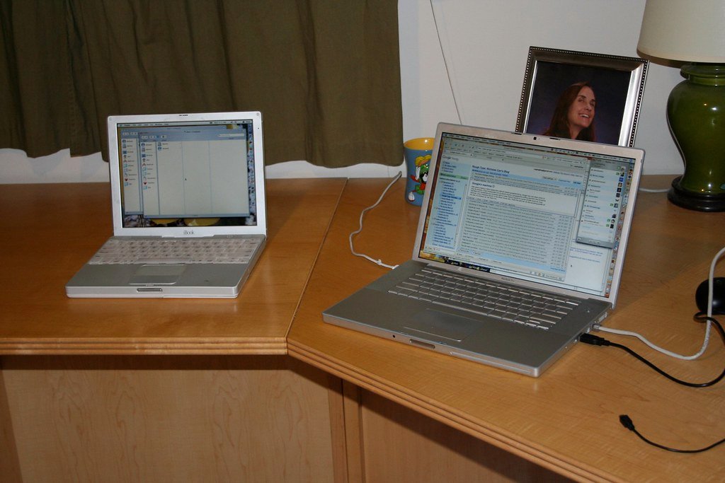 Laptop on a home office desk