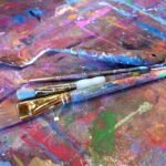 Painter palette and paintbrushes