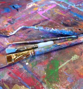 Painter palette and paintbrushes