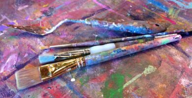 Painter palette and paintbrushes