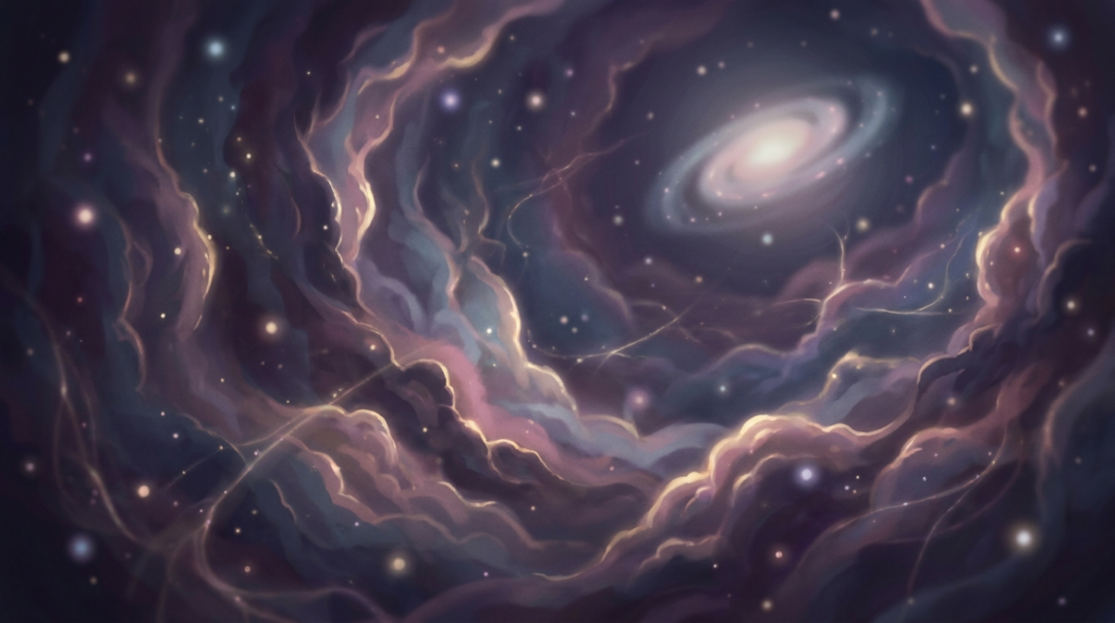 Illustration of a nebula and galaxy in space