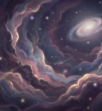 Illustration of a nebula and galaxy in space