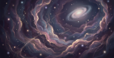 Illustration of a nebula and galaxy in space