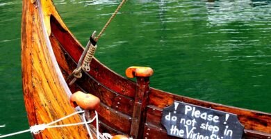 Viking ship in a fjord