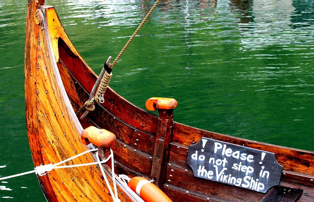Viking ship in a fjord