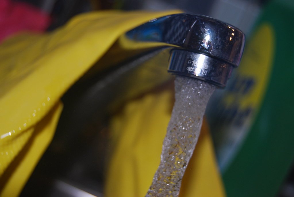 Water running from a tap