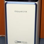 Air purifier running in a home living room