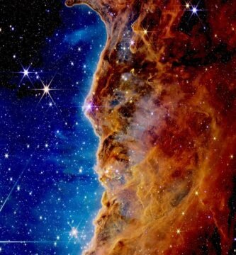 Cosmic Cliffs in the Carina Nebula, captured by the James Webb Space Telescope
