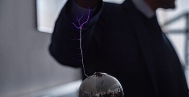 Spark of static electricity jumping between a finger and a metal doorknob