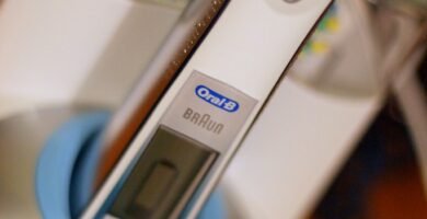 Electric toothbrush in a bathroom