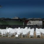 Empty chairs memorial honoring the victims of a tragedy