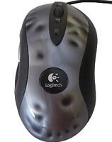 Gaming mouse with RGB lighting on a desk
