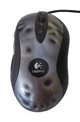 Gaming mouse with RGB lighting on a desk
