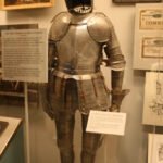 Medieval armor on display in a museum