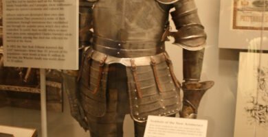 Medieval armor on display in a museum