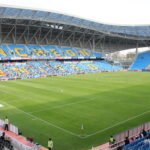 Soccer stadium seen from inside