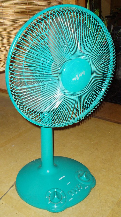 Electric fan in a home setting